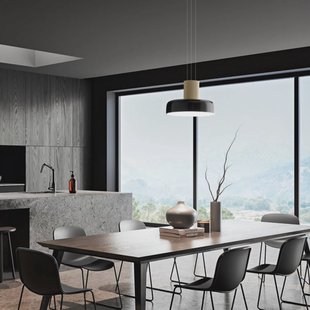 Fabas Luce LED hanglamp Lunar, zwart/goud, glas, CCT, dimbaar