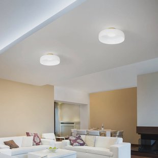 Fabas Luce LED plafondlamp Lunar, wit, glas, Ø 42 cm, CCT, dimbaar