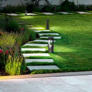 Fabas Luce LED sokkellamp Teo, 30 cm hoog, zwart, metaal, IP65