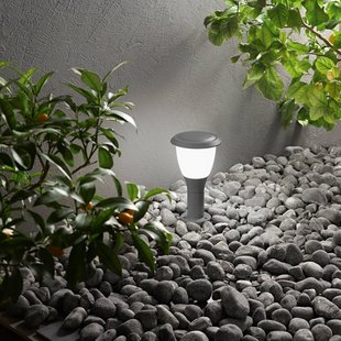 Fabas Luce Sokkellamp Thiago, 30 cm, donkergrijs, metaal, E27, IP65