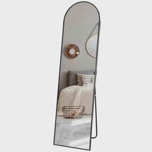 MISOU Passpiegel Zwart Wandspiegel Staand met Standaard Lange Spieg...