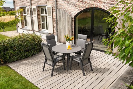 Azoren/Dublin verstelbare ronde tuinset Ø120 cm. - Antraciet Azoren/Dublin verstelbare ronde tuinset Ø120 cm. - Antraciet