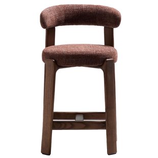 Kave Home Granite Barkruk H65 Donker Essenhout Bruin Chenille