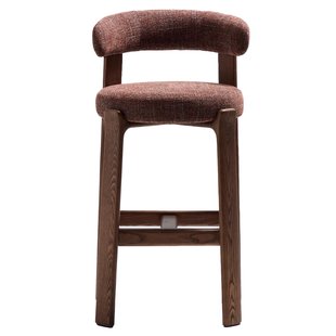 Kave Home Granite Barkruk H75 Donker Essenhout Bruin Chenille Kave Home Granite Barkruk H75 Donker Essenhout Bruin Chenille