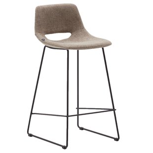 Kave Home Zahara Barkruk H65 Zwart Onderstel Bruin