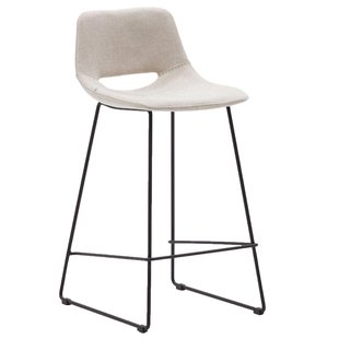 Kave Home Zahara Barkruk H65 Zwart Onderstel Beige