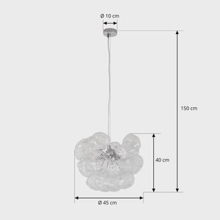 Lucande hanglamp Diborah, helder, Ø 43 cm, glas, G9