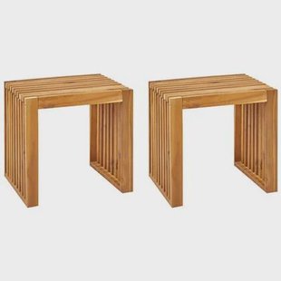 Beliani - BELLANO - Tuinkrukjes set van 2 - Lichthout - Acaciahout