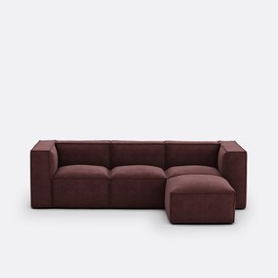 Modulaire bank, 3-zit en poef, getextureerde stof Seven Modulaire bank, 3-zit en poef, getextureerde stof Seven