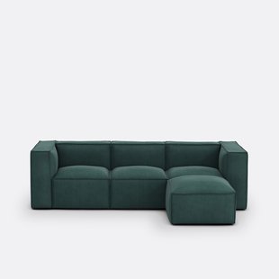 Modulaire bank, 3-zit en 1 poef, ribfluweel Seven