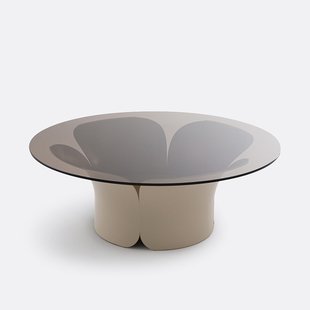 Tulpvormige salontafel in ijzer en glas Tessen