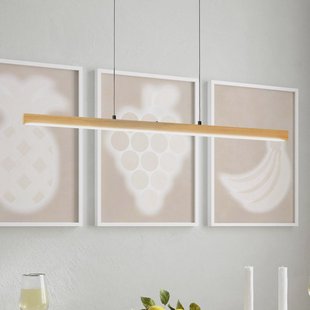 FISCHER & HONSEL LED hanglamp Shine-Wood, lengte 105 cm, eiken/zwart CCT