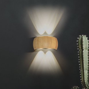 FISCHER & HONSEL LED wandlamp Shine-Wood, breedte 20 cm, eiken/zwart 4-lamps.