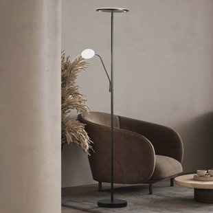 FISCHER & HONSEL LED vloerlamp Sorento, zandzwart, hoogte 182 cm, leeslampje