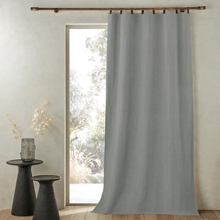 Gordijn in gewassen gevoerd linnen met ringen, Private