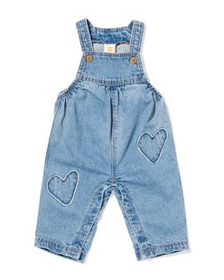 HEMA Babytuinbroek denim hartjes denim (denim)