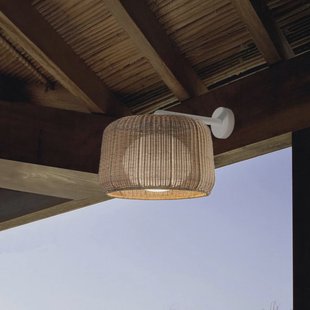 Bover LED buiten wandlamp Fora A, natuurlijk wit/beige, Ø 50 cm