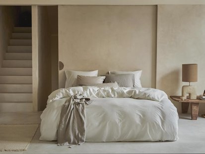 Yumeko Dekbedovertrek katoen satijn warm white 140x200 + 1/60x70 100% biologisch en fairtrade katoen, satijn geweven