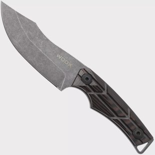 WOOX Bad Boy Hunter BUKNF06101 Acid Stonewashed D2, X-Grip Brown Micarta, jachtmes