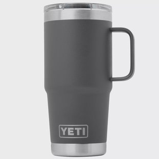 Yeti Rambler Travel Mug 20oz Stronghold Lid, Charcoal Grey, thermos reismok met deksel, 591 ml