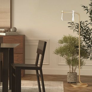 Maytoni glazen vloerlamp Cabaret, messing, hoogte 126,5 cm