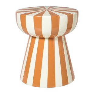 Bijzettafel stripes - beige/oranje - ø40x45 cm