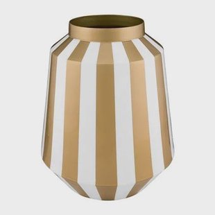 Pip Studio Vaas Stripes - Bloemenvaas van Metaal - Wit| Goud - 24x29cm