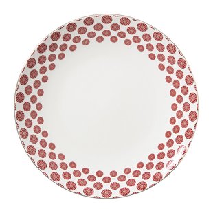 Dinerbord Mirna bloem - rood/wit - ø26.8x2.2 cm