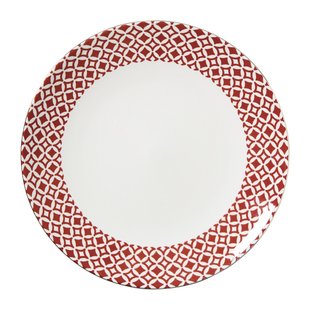 Dinerbord Mirna ruit - rood/wit - ø26.8x2.2 cm