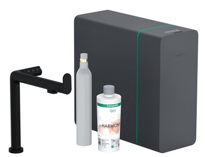 Hansgrohe Aqittura M91 SodaSystem 240, 1jet, starter set, mat zwart