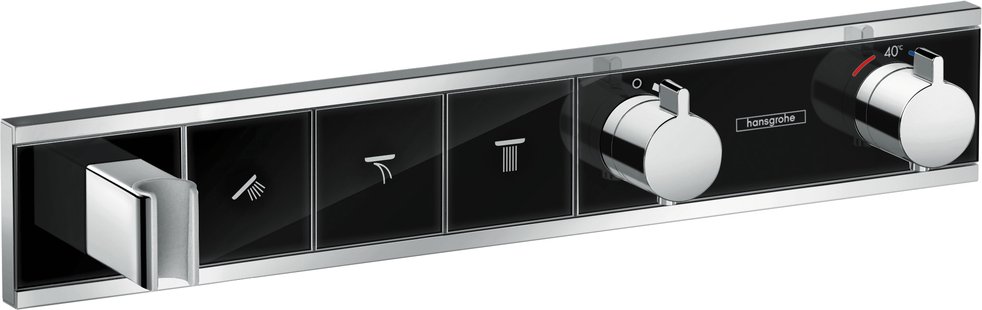 Hansgrohe RainSelect thermostaat afbouwdeel voor 3 functies, zwart/chroom