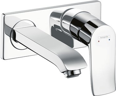 Hansgrohe Metris ééngreeps wastafelmengkraan afbouwdeel LowFlow met voorsprong 165 mm en PushOpen afvoerplug, chroom
