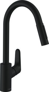 Hansgrohe Focus M41 ééngreeps keukenmengkraan 240 met uittrekbare vuistdouche, 2 straalsoorten, mat zwart