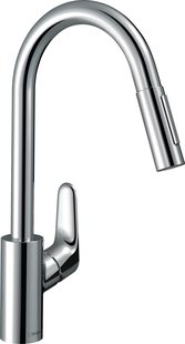 Hansgrohe Focus M41 ééngreeps keukenmengkraan 240 EcoSmart met uittrekbare vuistdouche, 2 straalsoorten, chroom