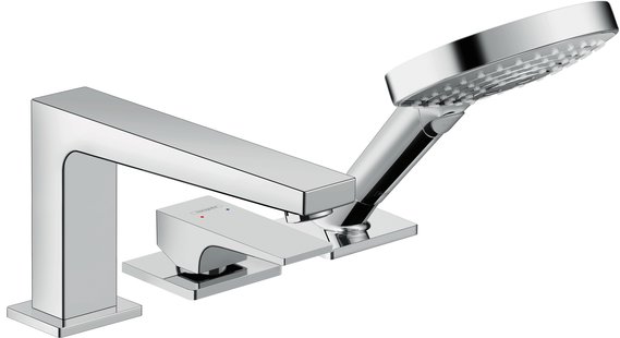 Hansgrohe Metropol 3-gats badrandmengkraan met rechte greep met Secuflex, chroom