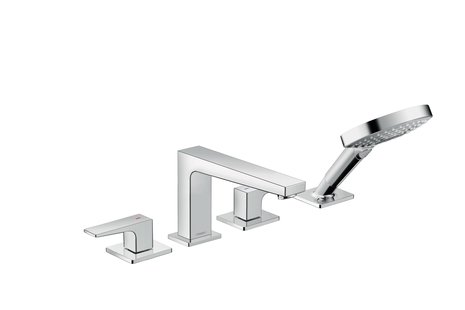 Hansgrohe Metropol 4-gats badrandmengkraan afbouwdeel met rechte greep, voor Secuflex, chroom