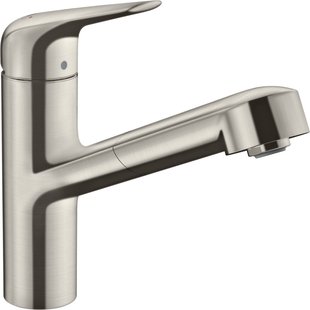 Hansgrohe Focus M42 ééngreeps keukenmengkraan 150 met uittrekbare uitoop, rvs look