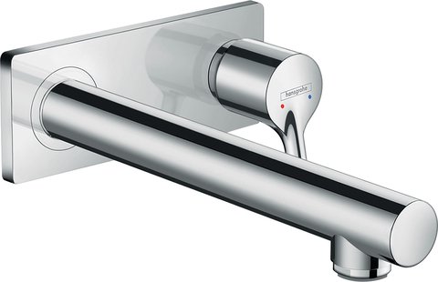 Hansgrohe Talis S ééngreeps wastafelmengkraan afbouwdeel voor wandmontage, plaat, voorsprong 225 mm en PushOpen afvoerplug, chroom