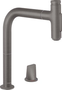 Hansgrohe Metris Select M71 2-gats ééngreeps keukenmengkraan 200 met uittrekbare vuistdouche en sBox, 2 straalsoorten, Brushed Black Chrome