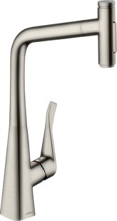 Hansgrohe Metris Select M71 M7117-h320 ééngreeps keukenmengkraan met uittrekbare vuistdouche, rvs look