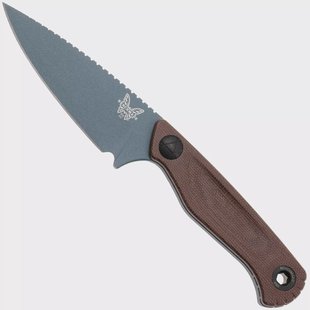 Benchmade Dacian 203BT-03 Blue Cerakote CPM MagnaCut, Brown Canvas Micarta vaststaand mes, lederen en kydex schede