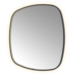 Spiegel Hotbath &MORE 100x100 cm LED-Verlichting Spiegelverwarming Deens Ovaal Geborsteld Zwart PVD