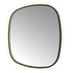 Spiegel Hotbath &MORE 80x80 cm LED-Verlichting Spiegelverwarming Deens Ovaal Geborsteld Zwart PVD