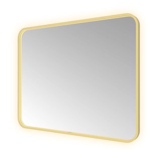 Spiegel Hotbath &MORE 80x100 cm LED-Verlichting Spiegelverwarming Rechthoek Afgerond Geborsteld Messing PVD