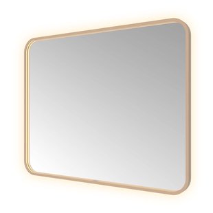 Spiegel Hotbath &MORE 80x100 cm LED-Verlichting Spiegelverwarming Rechthoek Afgerond Geborsteld Koper PVD