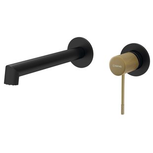 Wastafel Mengkraan 2-gats Hangend Hoog Sapho Solaris Mat Zwart/Goud