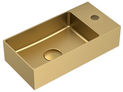 Wastafel Roestvrije Staal incl. Afvoer Sapho Aurum 36,5x18 cm Goud Mat