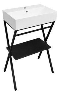 Wastafel met Onderplank Sapho Puno 60x88x42 cm Wit