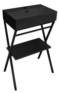 Wastafel met Onderplank Sapho Puno 60x88x42 cm Zwart