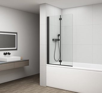 Badwand Draaibaar Sapho Rota 90 cm Zwart